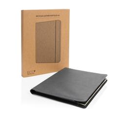 Vue Conférencier A4 en cuir recyclé de couleur gris| Krokrodeal
