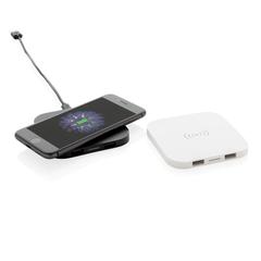 Vue Station de chargement à induction 5W avec 2 ports USB de couleur blanc| Krokrodeal