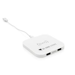 Vue Station de chargement à induction 5W avec 2 ports USB de couleur blanc| Krokrodeal