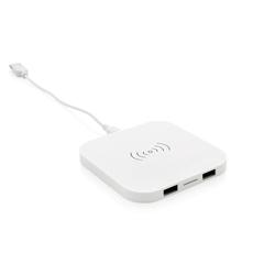 Vue Station de chargement à induction 5W avec 2 ports USB de couleur blanc| Krokrodeal
