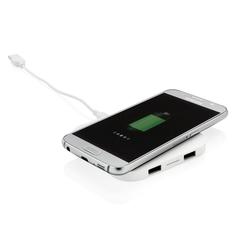 Vue Station de chargement à induction 5W avec 2 ports USB de couleur blanc| Krokrodeal