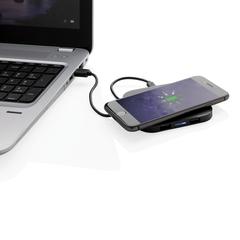Vue Station de chargement à induction 5W avec 2 ports USB de couleur noir| Krokrodeal