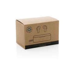 Vue Écouteurs TWS en plastique recyclé RCS et bambou de couleur blanc| Krokrodeal