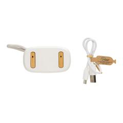 Vue Écouteurs TWS en plastique recyclé RCS et bambou de couleur blanc| Krokrodeal