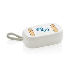 Vue Écouteurs TWS en plastique recyclé RCS et bambou de couleur blanc| Krokrodeal