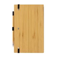 Vue Set avec carnet et crayon infini en bambou de couleur marron| Krokrodeal