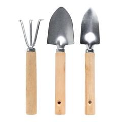 Vue Set de 3 outils de jardin en bois de couleur noir| Krokrodeal