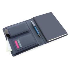 Vue Conférencier A5 Impact en rPET AWARE™ de couleur bleu| Krokrodeal