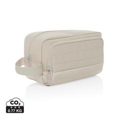 Vue Trousse de toilette en rPET AWARE™ Armond de couleur beige| Krokrodeal