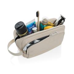 Vue Trousse de toilette en rPET AWARE™ Armond de couleur beige| Krokrodeal