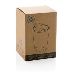 Vue Tasse à café en liège et en acier inoxydable GRS de couleur gris| Krokrodeal