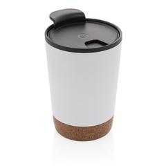 Vue Tasse à café en liège et en acier inoxydable GRS de couleur blanc| Krokrodeal