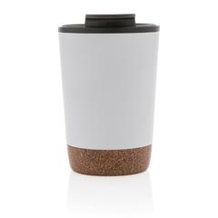 Vue Tasse à café en liège et en acier inoxydable GRS de couleur blanc| Krokrodeal