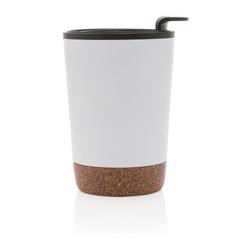 Vue Tasse à café en liège et en acier inoxydable GRS de couleur blanc| Krokrodeal