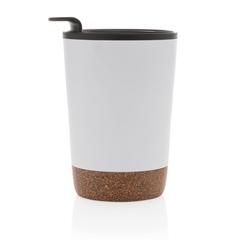 Vue Tasse à café en liège et en acier inoxydable GRS de couleur blanc| Krokrodeal