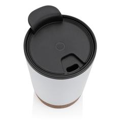 Vue Tasse à café en liège et en acier inoxydable GRS de couleur blanc| Krokrodeal