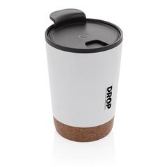 Vue Tasse à café en liège et en acier inoxydable GRS de couleur blanc| Krokrodeal