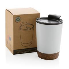 Vue Tasse à café en liège et en acier inoxydable GRS de couleur blanc| Krokrodeal