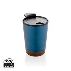 Vue Tasse à café en liège et en acier inoxydable GRS de couleur bleu| Krokrodeal