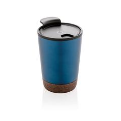 Vue Tasse à café en liège et en acier inoxydable GRS de couleur bleu| Krokrodeal