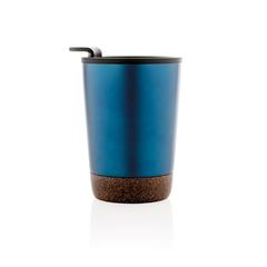 Vue Tasse à café en liège et en acier inoxydable GRS de couleur bleu| Krokrodeal