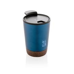 Vue Tasse à café en liège et en acier inoxydable GRS de couleur bleu| Krokrodeal