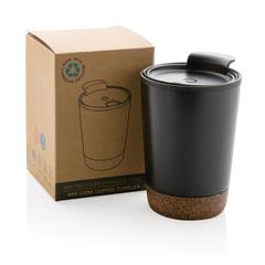 Vue Tasse à café en liège et en acier inoxydable GRS de couleur noir| Krokrodeal