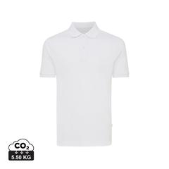 Vue Polo en coton piqué et recyclé Iqoniq Yosemite de couleur blanc| Krokrodeal