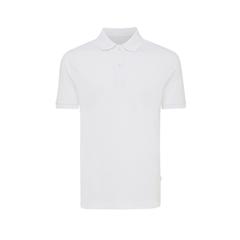Vue Polo en coton piqué et recyclé Iqoniq Yosemite de couleur blanc| Krokrodeal