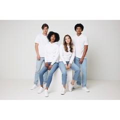 Vue Polo en coton piqué et recyclé Iqoniq Yosemite de couleur blanc| Krokrodeal
