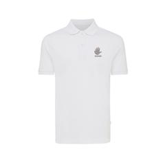 Vue Polo en coton piqué et recyclé Iqoniq Yosemite de couleur blanc| Krokrodeal