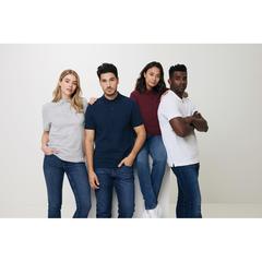 Vue Polo en coton piqué et recyclé Iqoniq Yosemite de couleur blanc| Krokrodeal
