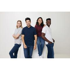 Vue Polo en coton piqué et recyclé Iqoniq Yosemite de couleur blanc| Krokrodeal