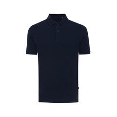 Vue Polo en coton piqué et recyclé Iqoniq Yosemite de couleur bleu| Krokrodeal