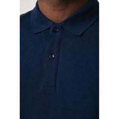Vue Polo en coton piqué et recyclé Iqoniq Yosemite de couleur bleu| Krokrodeal