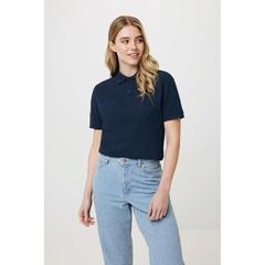 Vue Polo en coton piqué et recyclé Iqoniq Yosemite de couleur bleu| Krokrodeal
