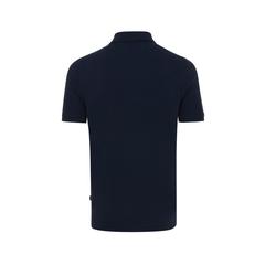 Vue Polo en coton piqué et recyclé Iqoniq Yosemite de couleur bleu| Krokrodeal