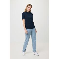 Vue Polo en coton piqué et recyclé Iqoniq Yosemite de couleur bleu| Krokrodeal