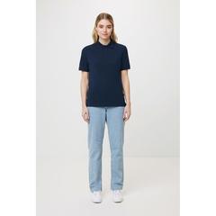 Vue Polo en coton piqué et recyclé Iqoniq Yosemite de couleur bleu| Krokrodeal