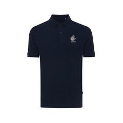 Vue Polo en coton piqué et recyclé Iqoniq Yosemite de couleur bleu| Krokrodeal