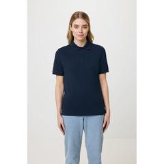 Vue Polo en coton piqué et recyclé Iqoniq Yosemite de couleur bleu| Krokrodeal
