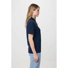 Vue Polo en coton piqué et recyclé Iqoniq Yosemite de couleur bleu| Krokrodeal