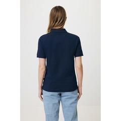 Vue Polo en coton piqué et recyclé Iqoniq Yosemite de couleur bleu| Krokrodeal