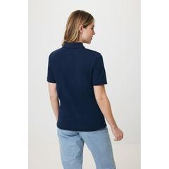 Vue Polo en coton piqué et recyclé Iqoniq Yosemite de couleur bleu| Krokrodeal