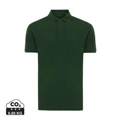 Vue Polo en coton piqué et recyclé Iqoniq Yosemite de couleur vert| Krokrodeal