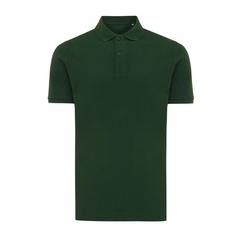 Vue Polo en coton piqué et recyclé Iqoniq Yosemite de couleur vert| Krokrodeal