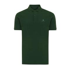 Vue Polo en coton piqué et recyclé Iqoniq Yosemite de couleur vert| Krokrodeal