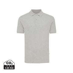 Vue Polo en coton piqué et recyclé Iqoniq Yosemite de couleur gris| Krokrodeal
