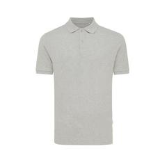 Vue Polo en coton piqué et recyclé Iqoniq Yosemite de couleur gris| Krokrodeal