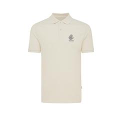 Vue Polo en coton piqué et recyclé Iqoniq Yosemite de couleur beige| Krokrodeal